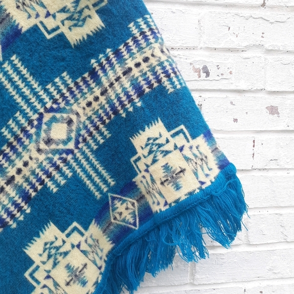 Aztec Tribal Poncho Pullover Sweater Jacket - Picture 4 of 6